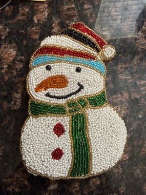 Rare Collectors Beaded Snowman coin purse winter holiday festive Arctic